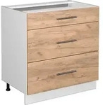K&uuml;chenunterschrank Fame-line, Goldkraft Eiche, 80 Cm Mit 3 Schubladen, Ohne
