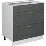 K&uuml;chenunterschrank Fame-line, Gr&uuml;n-gold Landhaus, 80 Cm Mit 3 Schubladen, Ohne