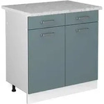Vicco - K&uuml;chenunterschrank R-line, Blau-grau, 80 Cm , Ap Marmor