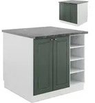 Vicco - K&uuml;cheninsel Fame-line, Gr&uuml;n-gold Landhaus/wei&szlig;, 90 Cm Ohne Arbeitsplatte