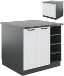 Vicco - K&uuml;cheninsel Fame-line, Wei&szlig; Landhaus/anthrazit, 90 Cm Ohne Arbeitsplatte