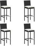 Garten-barhocker Mit Kissen 4 Stk. Schwarz Poly Rattan - Vidaxl