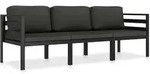 3-tlg. Garten-lounge-set Mit Kissen Aluminium Anthrazit - Vidaxl