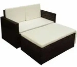 2-tlg. Garten-lounge-set Mit Auflagen Poly Rattan Braun Vidaxl