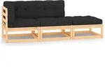3-tlg. Garten-lounge-set Mit Kissen Massivholz Kiefer - Vidaxl