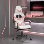 Vidaxl Swivel Gaming Chair With Footrest White&pink Faux Leather