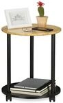 Beistelltisch Rund, Mit Rollen, Fahrbar, Modernes Design, Bambus, Zeitungsablage,