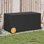 Gartentruhe Mit Rollen Schwarz 190l Poly Rattan - Vidaxl