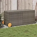 Gartentruhe Mit Rollen Grau 283l Poly Rattan - Vidaxl