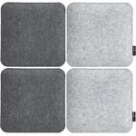 4 Filz Sitzkissen Eckig 35x35x3cm Stuhlkissen Set Wende Sitzauflage Weich Grau