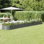 Hochbeet Pulverbeschichteter Stahl 512x80x36 Cm Grau - Vidaxl