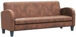 Sofa 3-sitzer Wildleder-optik Braun Vidaxl