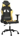 Gaming-stuhl Mit Massagefunktion Schwarz & Golden Kunstleder Vidaxl
