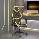 Gaming-stuhl Mit Massagefunktion Schwarz & Golden Kunstleder Vidaxl