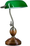 Bankerlampe Holzfu&szlig;, Retro Schreibtischlampe, Messing-optik, Hxbxt:26,5x43x18cm,