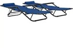 Klappbare Sonnenliegen 2 Stk. Mit Fu&szlig;ablage Blau Vidaxl