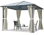 Gartenpavillon 3x3 M Polycarbonat Dach Ca. 6 Mm - Hardtop Pavillon Mit 4 Seitenteilen