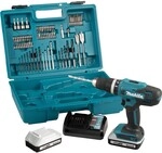 18v 42 Nm Schlagbohrmaschine Makita 2 Batt.bl1820g + Ladeger&auml;t + 74 Teile -