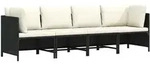 4-sitzer-gartensofa Mit Auflagen Schwarz Poly Rattan - Vidaxl