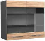 Vicco - K&uuml;chenglasschrank Fame-line, Goldkraft Eiche, 80 Cm