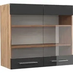 Vicco - K&uuml;chenglasschrank Fame-line, Anthrazit Hochglanz, 80 Cm