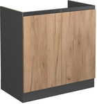 Sp&uuml;lenunterschrank R-line, Goldkraft Eiche, 80 Cm J-shape, Ohne Arbeitsplatte Vicco