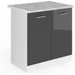 Vicco - Sp&uuml;lenunterschrank R-line, Anthrazit Hochglanz, 80 Cm , Ap Marmor