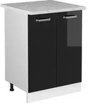 Vicco - K&uuml;chenunterschrank R-line, Schwarz Hochglanz, 60 Cm , Ap Marmor