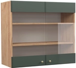 Vicco - K&uuml;chenglasschrank Fame-line, Gr&uuml;n-gold Landhaus, 80 Cm