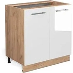 Sp&uuml;lenunterschrank Fame-line, Wei&szlig; Hochglanz, 80 Cm Mit Regal, Ohne Arbeitsplatte