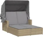 Vidaxl Doppel-schaukelstuhl Mit Sonnendach Und Kissen Beige Gemischt