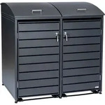 M&uuml;lltonnenbox Mit Abgerundetem Deckel F&uuml;r Zwei 120 - 240 Liter M&uuml;lltonnen