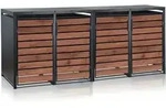 M&uuml;lltonnenbox-set F&uuml;r Vier M&uuml;lltonnen Anthrazit Ral 7016 T&uuml;r In Dunkelbrauner