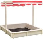 Sandkasten Mit Verstellbarem Dach Tannenholz Wei&szlig; Und Rot Uv50 Vidaxl
