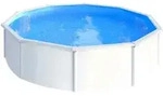 Stahlwandpool Rund 460x120 Cm, Stahl 0,4 Mm Wei&szlig;, Folie 0,3 Mm Blau, Overlap