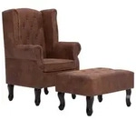 Vidaxl - Chesterfield-sessel Und Fu&szlig;hocker Braun Wildleder-optik