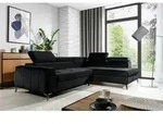 Ecksofa Schlafsofa Sofa Agnesa Stoff Salvador Schwarz Ottomane Rechts