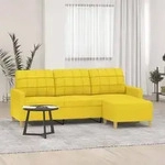 3-sitzer-sofa Mit Hocker Hellgelb 180 Cm Stoff Vidaxl