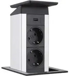 Evoline 2-fach Steckdose + 1 Usb Port Push Edelstahloptik Mit Push-funktion