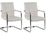 2er Set St&uuml;hle Gandia Kunstleder Wei&szlig; Chrom
