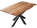 Sam Outillage - Esstisch Baumkante Massiv Akazie Natur 120 X 80 Cm Spidergestell