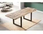 Esstisch Baumkante Mango Natur 180 (280) X 90 Cm Ansteckplatten Schwarz Noar