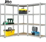 3er Metall Regalsystem Easy - 1 Eckregal & 2 Lagerregale - 12 Mdf Holz B&ouml;den - 960
