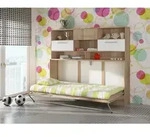 Schrankbett Wandbett Roger 90x200cm Horizontal + Regal Sonoma Eiche/wei&szlig;