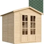 Garten Holzhaus Mit Bitumenschindeln Der Gr&uuml;n Farbe, B233xt222xh233 Cm,...