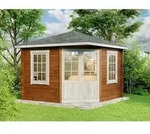 5-eck Gartenhaus Monica Aus Massiv-holz, Ger&auml;tehaus Garten Holzhaus Inkl.