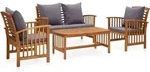 4-tlg. Garten-lounge-set Mit Auflagen Massivholz Akazie - Vidaxl