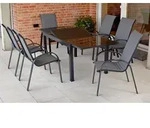 Amalfi Set 7tlg 6 Sessel Tisch 140(200)x90cm Alu/textil