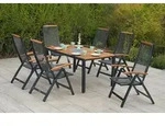 Tilos Set 7tlg 6 Sessel Tisch 150x90cm Alu/akazie