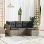 4-tlg. Garten-sofagarnitur Mit Kissen Grau Poly Rattan - Vidaxl